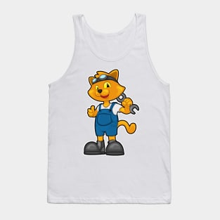 Cat as Mechanic with Spanner Tank Top